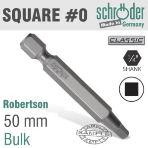 SCREWDRIVER BIT SQUARE RECESS NO.0 X 50MM
