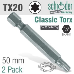 TORX TX20X50MM CLASSIC POWER BIT 2/CD