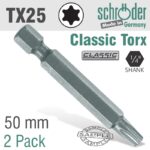 TORX TX25X50MM CLASSIC POWER BIT 2/CD