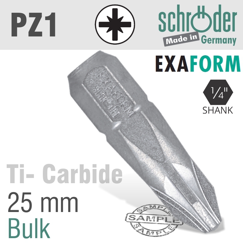 POZI.1 25MM EXAFORM TIT.CARBIDE INSERT BIT POZI.1 25MM EXAFORM TIT.CARBIDE INSERT BIT