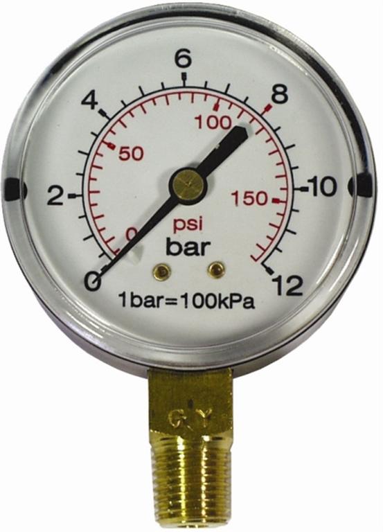 PRESS. GAUGE 63MM 1/4' BOT. FIT 0-16BAR 0-1600KPA PRESS. GAUGE 63MM 1/4' BOT. FIT 0-16BAR 0-1600KPA