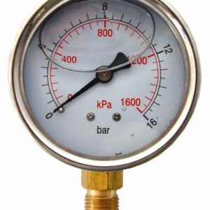 PRESS. GAUGE 63MM GLYCERINE 1/4' BOT. FIT METAL CASE 0-16BAR 0-1600KPA