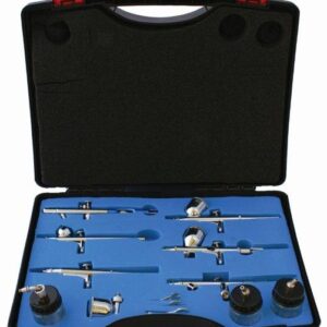 AIRBRUSH SET WITH 6 GUNS 800 137 134 130 180 182 3 GLASS JARS