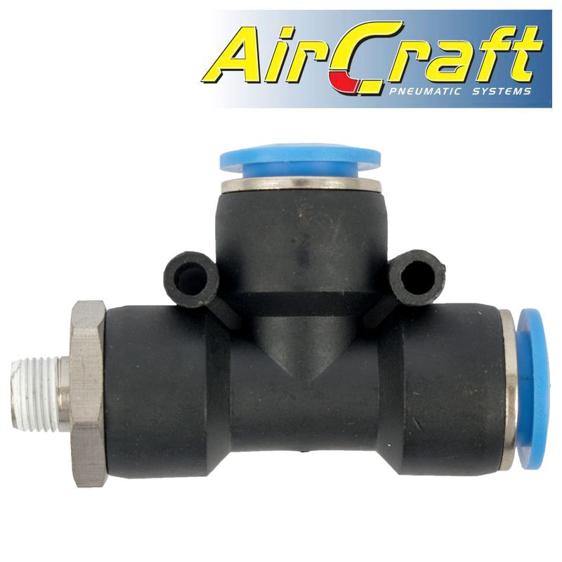 PU HOSE FITTING TEE 12MM X 12MM X 1/8'M PU HOSE FITTING TEE 12MM X 12MM X 1/8'M