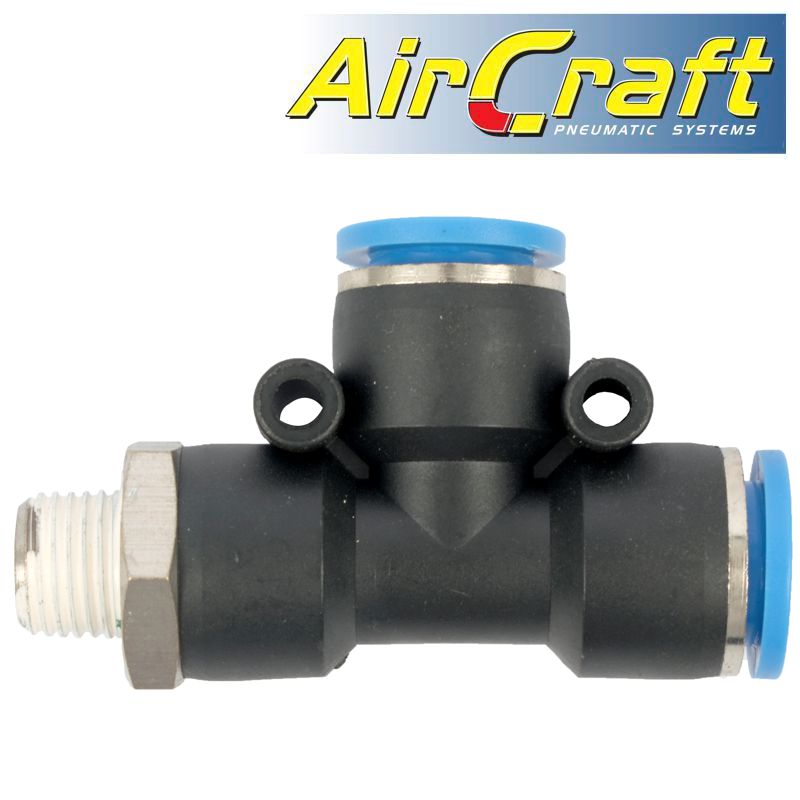 PU HOSE FITTING TEE 12MM X 12MM X 1/4'M PU HOSE FITTING TEE 12MM X 12MM X 1/4'M