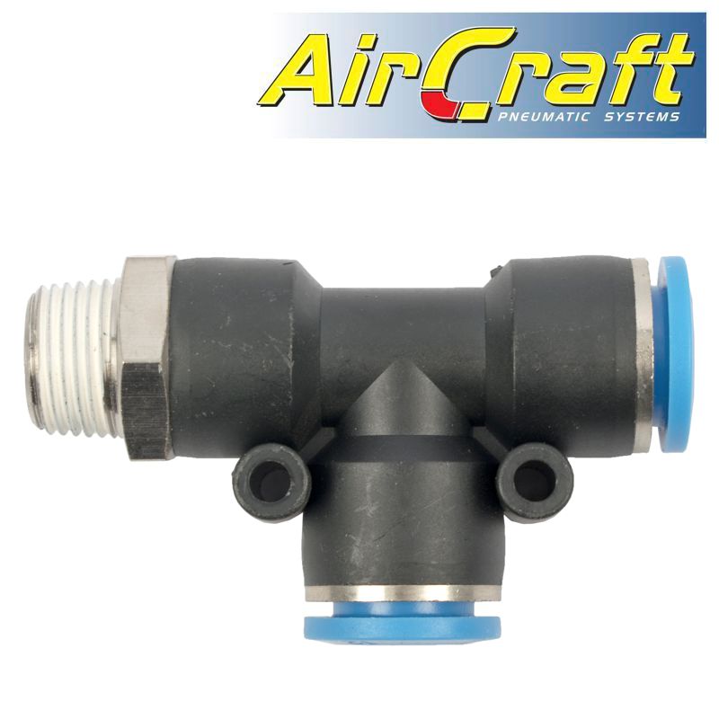 PU HOSE FITTING TEE 12MM X 12MM X 3/8'M PU HOSE FITTING TEE 12MM X 12MM X 3/8'M