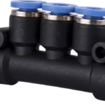 PU HOSE FITTING MANIFOLD 4 X 4MM PORT X 1/8'M