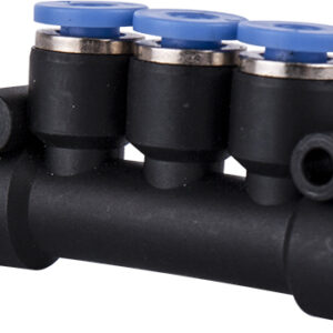 PU HOSE FITTING MANIFOLD 4 X 4MM PORT X 1/8'M