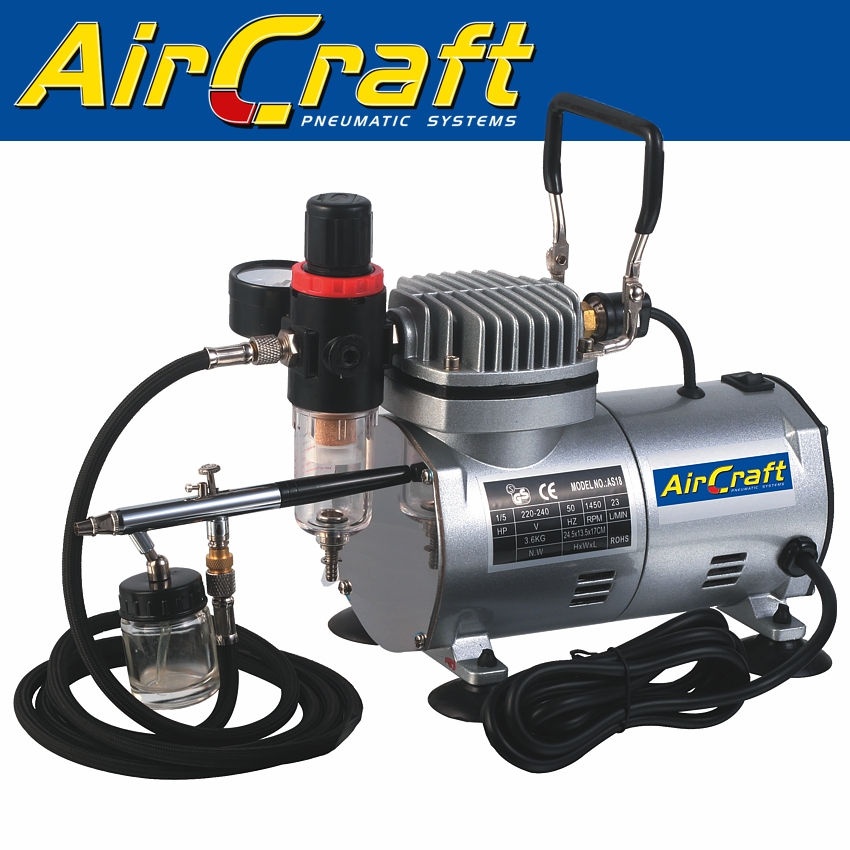 COMPRESSOR WITH AIRBRUSH KIT AND HOSE (AS18K-2) COMPRESSOR WITH AIRBRUSH KIT AND HOSE (AS18K-2)