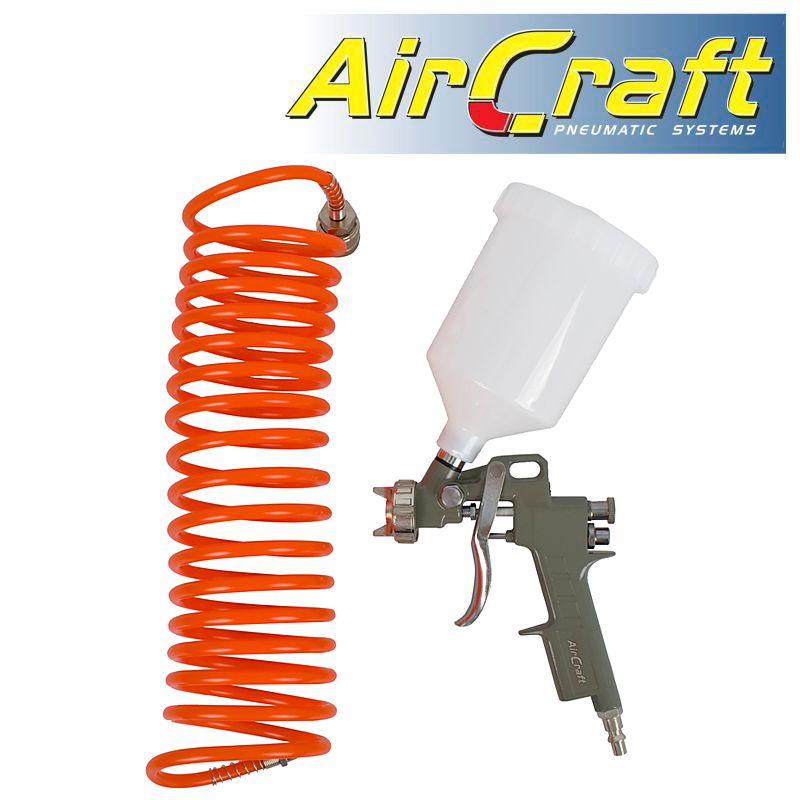 GRAV FEED SPRAY GUN 1.5MM NOZZLE WITH 5M SPIRAL HOSE GRAV FEED SPRAY GUN 1.5MM NOZZLE WITH 5M SPIRAL HOSE
