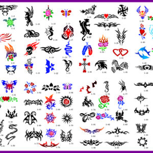 BOOK 01 TATTOO STENCILS 100 designs per book 4 designs on ea  A4 sheet