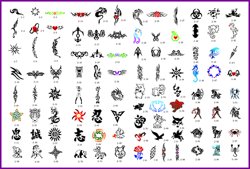 BOOK 02 TATTOO STENCILS 100 designs per book 4 designs on ea A4 sheet BOOK 02 TATTOO STENCILS 100 designs per book 4 designs on ea A4 sheet