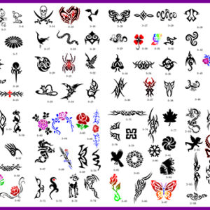 BOOK 03 TATTOO STENCILS 100 designs per book 4 designs on ea  A4 sheet
