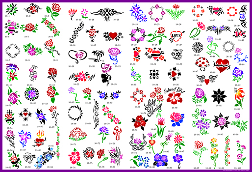 BOOK 10 TATTOO STENCILS 100 designs per book 4 designs on ea A4 sheet BOOK 10 TATTOO STENCILS 100 designs per book 4 designs on ea A4 sheet