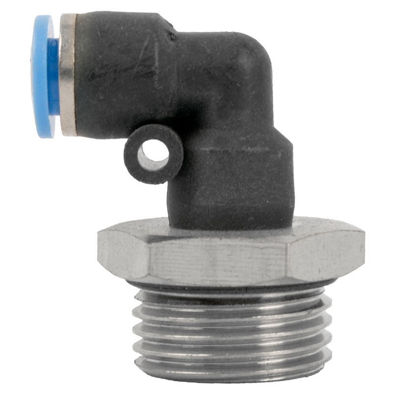 ELBOW W/O-RING 6MM-1/2 M PU HOSE FITTING ELBOW W/O-RING 6MM-1/2 M PU HOSE FITTING