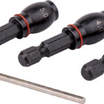 DRILL BIT ADAPTOR SET 3PC 3.4.5MM FEM RND- GRUB SCREW TYPE 1/4'M HEX S