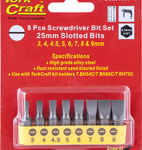 S/DRIVER BIT SET 8PCE SLOTTED 3MM-9MM