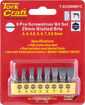 S/DRIVER BIT SET 8PCE SLOTTED 3MM-9MM S/DRIVER BIT SET 8PCE SLOTTED 3MM-9MM