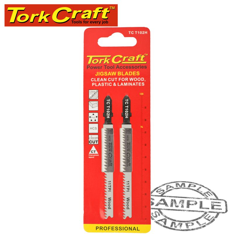 T-SHANK JIGSAW BLADE CLEAN CUT WOOD/LAM/PLASTIC 2.3MM 11TPI 100MM 2PC T-SHANK JIGSAW BLADE CLEAN CUT WOOD/LAM/PLASTIC 2.3MM 11TPI 100MM 2PC