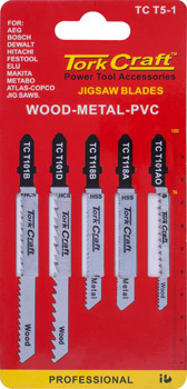 T-SHANK JIGSAW BLADES 5 PIECE ASSORTED T-SHANK JIGSAW BLADES 5 PIECE ASSORTED