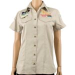 VERMONT LADIES  3/4 COTTON SHIRT STONE MEDIUM