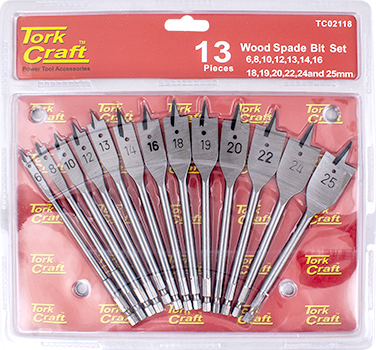SPADE BIT SET 13PCE DOUBLE BLISTER SPADE BIT SET 13PCE DOUBLE BLISTER
