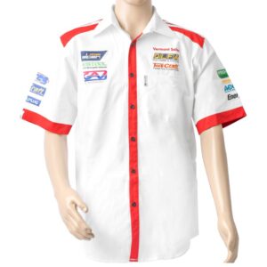 VERMONT MENS - WHITE/RED COTTON SHIRT - LARGE