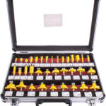 ROUTER BIT SET 35PC ALUM.CASE GLASS 1/4'