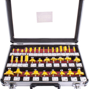 ROUTER BIT SET 35PC ALUM.CASE GLASS 1/4'