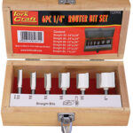 ROUTER BIT SET 6PC STRAIGHT BITS WOOD CASE