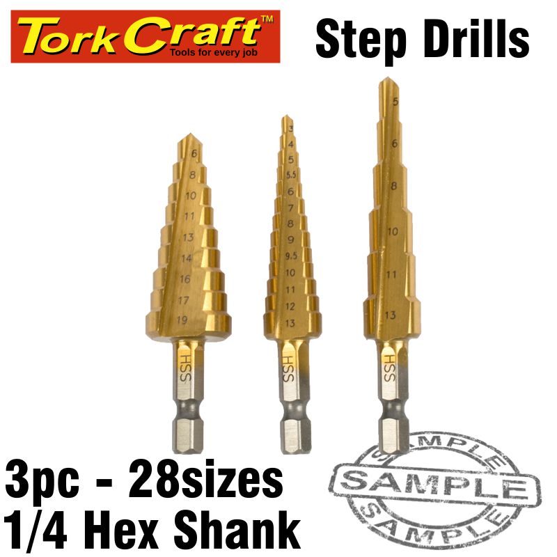 STEP DRILL SET 3PCE IN BLISTER STEP DRILL SET 3PCE IN BLISTER