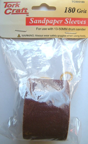 SANDING DRUM REPL. SLEEVES 180GR. 5/PK SET QTY.5 13 - 50mm SANDING DRUM REPL. SLEEVES 180GR. 5/PK SET QTY.5 13 - 50mm