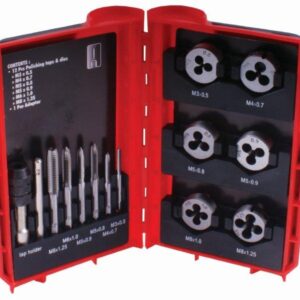 13 PC TIN TAP & DIE SET IN PLASTIC CASE IN BLISTER
