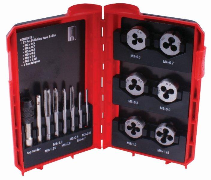13 PC TIN TAP & DIE SET IN PLASTIC CASE IN BLISTER 13 PC TIN TAP & DIE SET IN PLASTIC CASE IN BLISTER