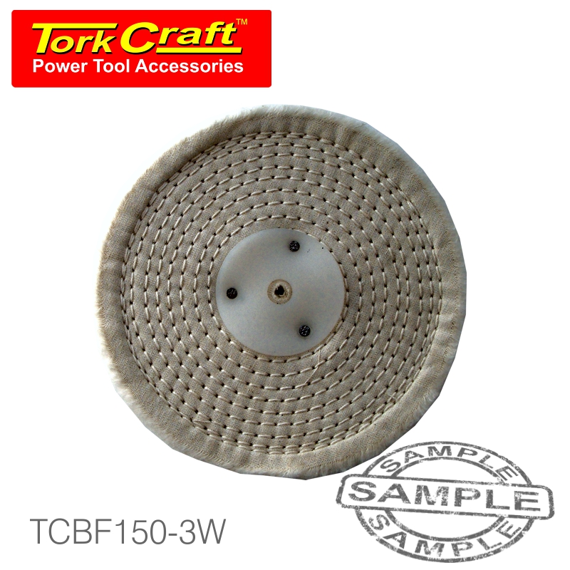 WHITE BUFF/MOP 150MM X 3 SECTION X 30 MM THICK 1/2 ' HOLE WHITE BUFF/MOP 150MM X 3 SECTION X 30 MM THICK 1/2 ' HOLE