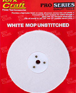 WHITE BUFF/MOP UNSTITCHED 150 X 50PLY X 1/2' HOLE