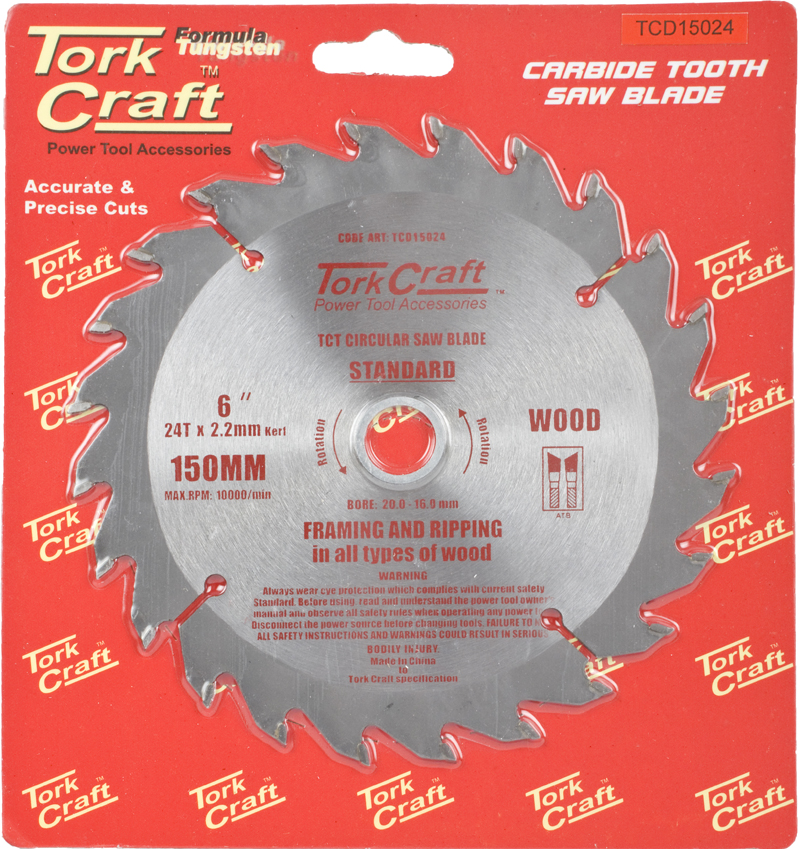 BLADE TCT 150 X 24T 20/16 GENERAL PURPOSE RIP WOOD BLADE TCT 150 X 24T 20/16 GENERAL PURPOSE RIP WOOD