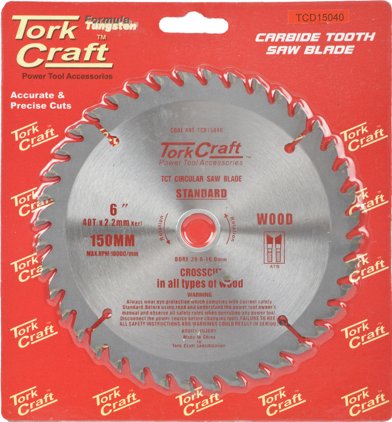 BLADE TCT 150 X 40T 20/16 GENERAL PURPOSE COMBINATION WOOD BLADE TCT 150 X 40T 20/16 GENERAL PURPOSE COMBINATION WOOD
