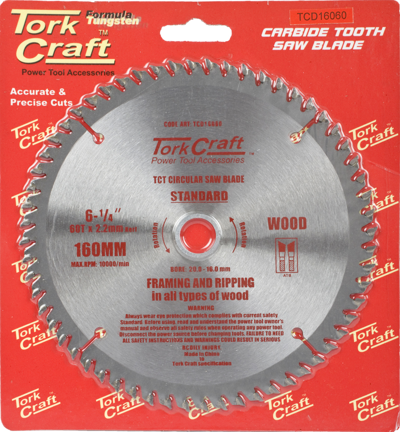 BLADE TCT 160 X 60T 20/16 GENERAL PURPOSE CROSS CUT BLADE TCT 160 X 60T 20/16 GENERAL PURPOSE CROSS CUT