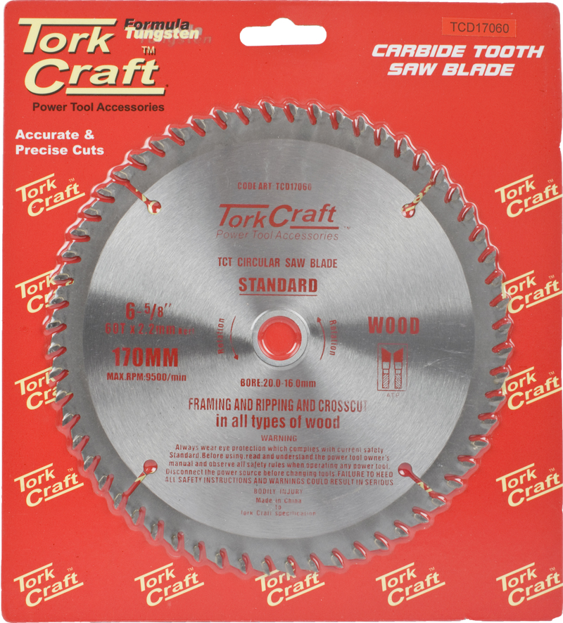 BLADE TCT 170 X 60T 20/16 GENERAL PURPOSE CROSS CUT BLADE TCT 170 X 60T 20/16 GENERAL PURPOSE CROSS CUT