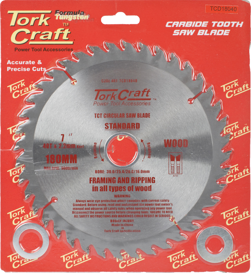 BLADE TCT 180 X 40T 30/20/16 GENERAL PURPOSE COMBINATION BLADE TCT 180 X 40T 30/20/16 GENERAL PURPOSE COMBINATION