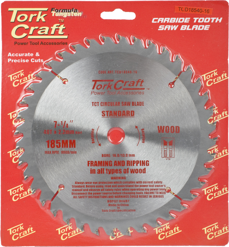 BLADE TCT 185 X 40T 16MM GENERAL PURPOSE COMBINATION BLADE TCT 185 X 40T 16MM GENERAL PURPOSE COMBINATION