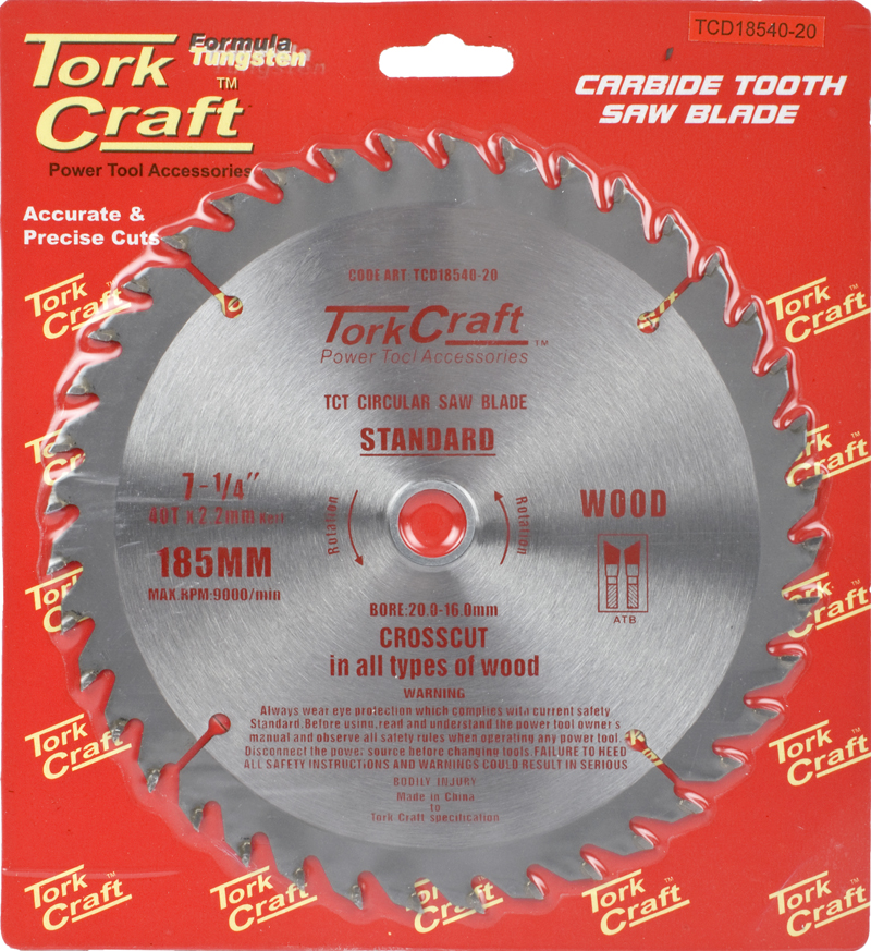 BLADE TCT 185 X 40T 20/16 GENERAL PURPOSE COMBINATION BLADE TCT 185 X 40T 20/16 GENERAL PURPOSE COMBINATION