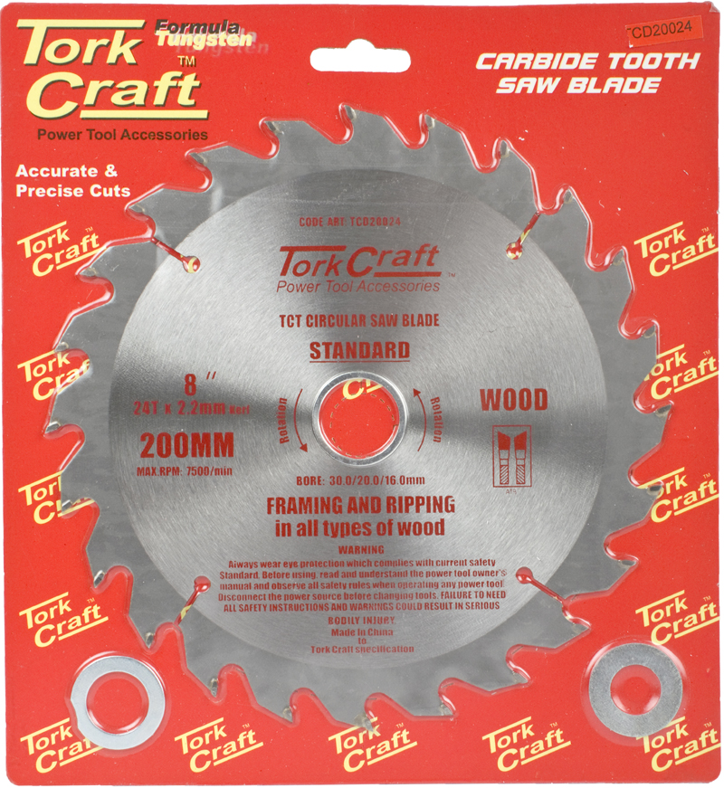 BLADE TCT 200 X 24T 30/20/16 GENERAL PURPOSE RIP BLADE TCT 200 X 24T 30/20/16 GENERAL PURPOSE RIP