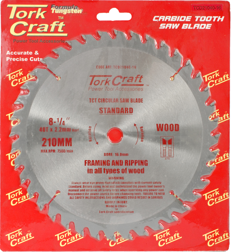 BLADE TCT 210 X 40T 16MM GENERAL PURPOSE COMBINATION BLADE TCT 210 X 40T 16MM GENERAL PURPOSE COMBINATION
