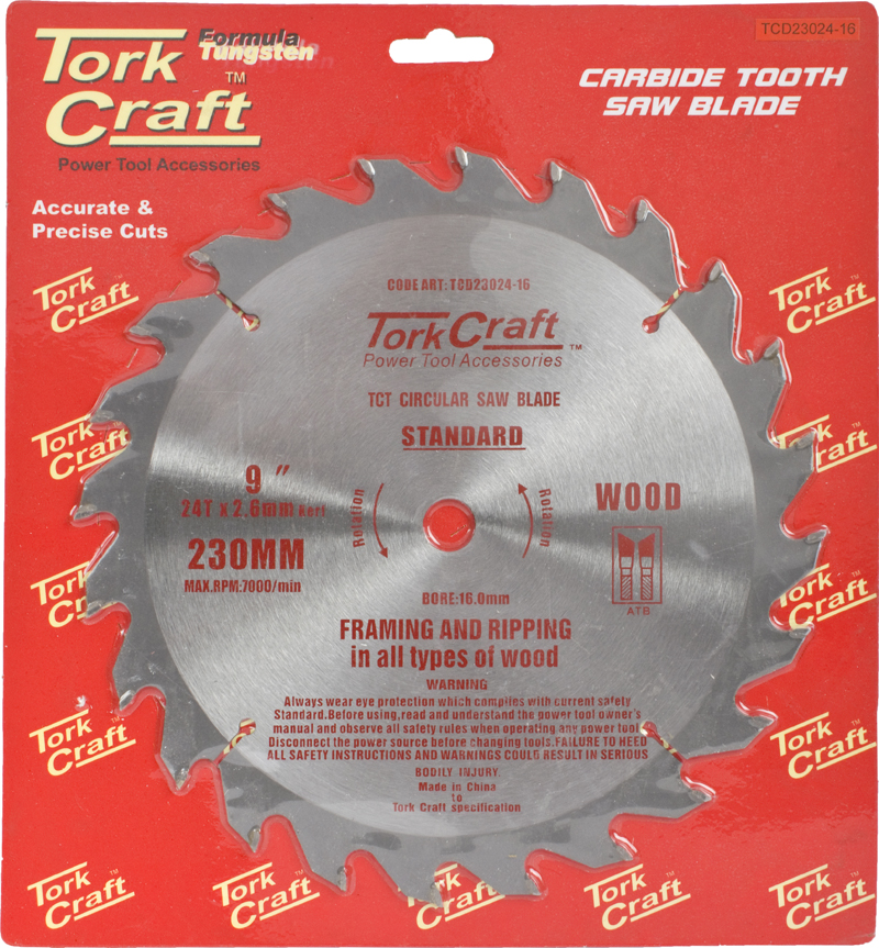 BLADE TCT 230 X 24T 16MM GENERAL PURPOSE RIP BLADE TCT 230 X 24T 16MM GENERAL PURPOSE RIP