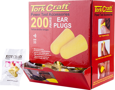EAR PLUG 200PC BULLET SHAPE SNR33 YELLOW PER BOX EAR PLUG 200PC BULLET SHAPE SNR33 YELLOW PER BOX