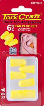 EAR PLUG 6PC SET 4PC BULLET 2PC CYLINDER CARDED SNR33 EAR PLUG 6PC SET 4PC BULLET 2PC CYLINDER CARDED SNR33