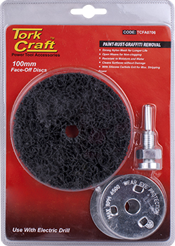 FACE OFF DISC & ARBOR 100MM CARDED FOR DRILL FACE OFF DISC & ARBOR 100MM CARDED FOR DRILL