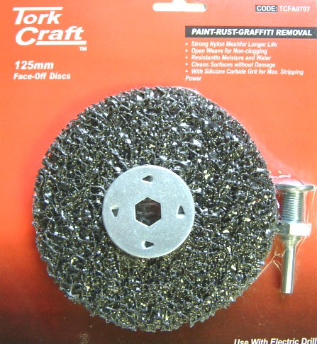 FACE OFF DISC AND ARBOR 125MM CARDED FOR DRILL FACE OFF DISC AND ARBOR 125MM CARDED FOR DRILL